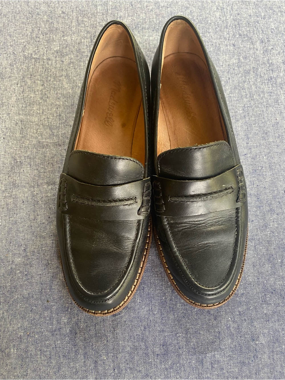 Madewell Black Leather Penny Loafers